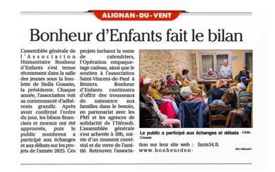 Bonheur d&rsquo;enfant fait le Bilan lors de l&rsquo;assemblée générale