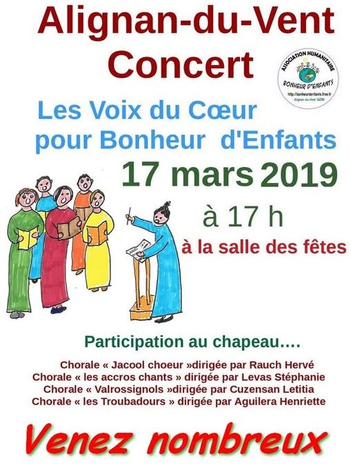 Un concert avec 4 chorales, le dimanche 17 mars 2019